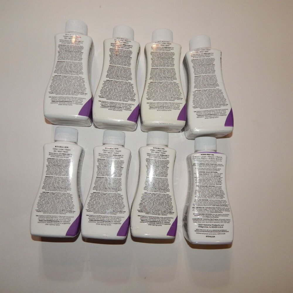7 - Purple - RIT 8oz Liquid All Purpose Fabric Dye PLUS ColorStay Fixative - Picture 2 of 2